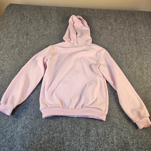 Lola + The Boys Girls Pink Smiley Face Patch Zip Up Hoodie Sweatshirt Size 12 - Picture 8 of 9